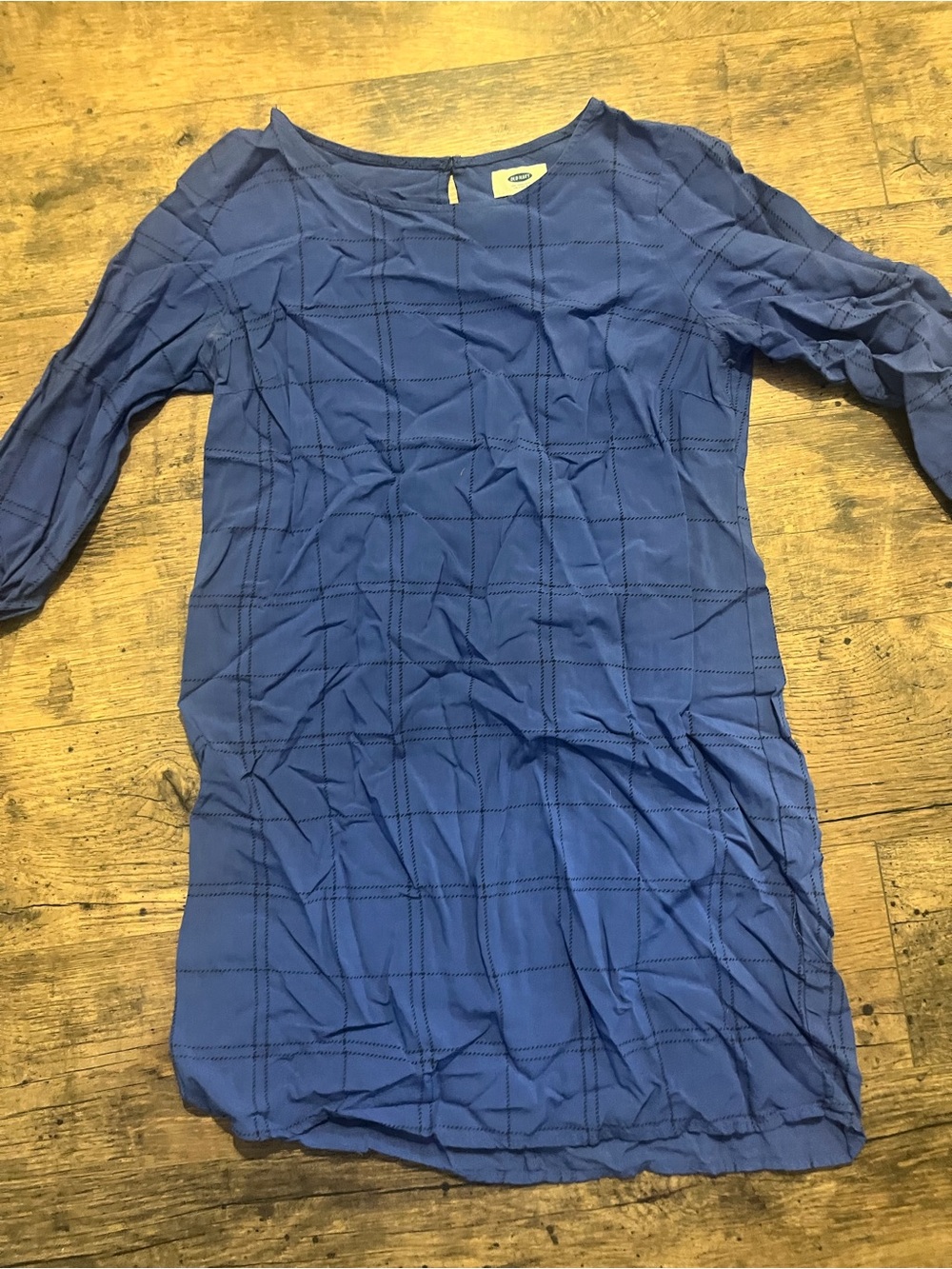 Old Navy Blue Checked Long Sleeve Dress